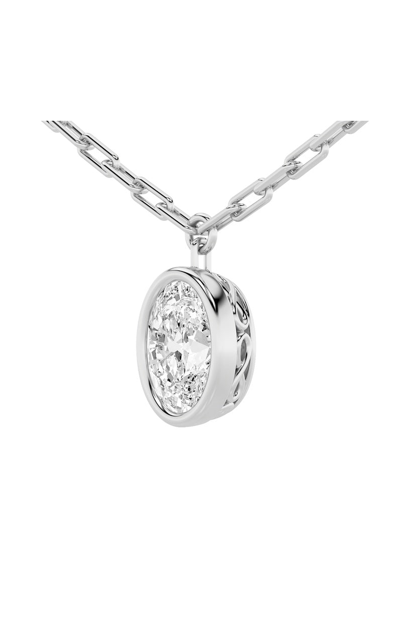 2Cttw Oval Shaped Lab Grown Diamond (F/VS) StrataChic Collection Necklace in 14K Gold