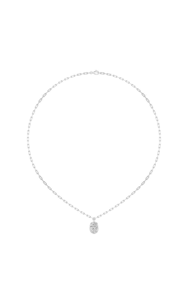 2Cttw Oval Shaped Lab Grown Diamond (F/VS) StrataChic Collection Necklace in 14K Gold