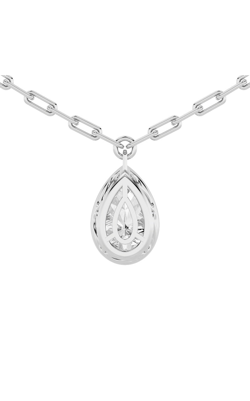 2Cttw Pear Shaped Lab Grown Diamond (F/VS) StrataChic Collection Necklace in 14K Gold