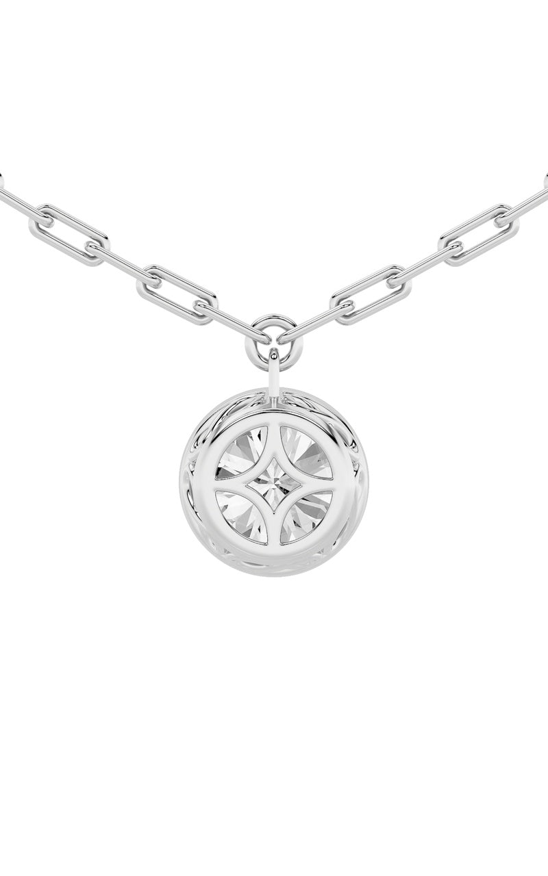 2Cttw Round Shaped Lab Grown Diamond (F/VS) StrataChic Collection Necklace in 14K Gold