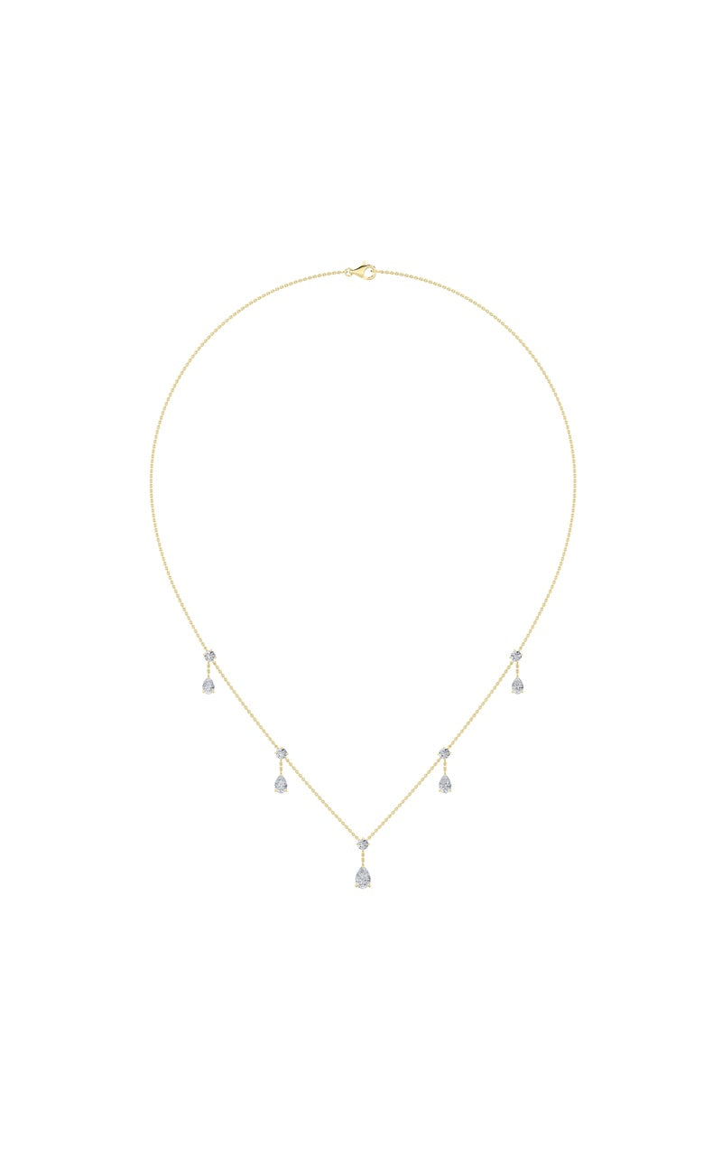 3Cttw Pear Shaped Lab Grown Diamond (F/VS) Solitaire Necklace in 14K Gold
