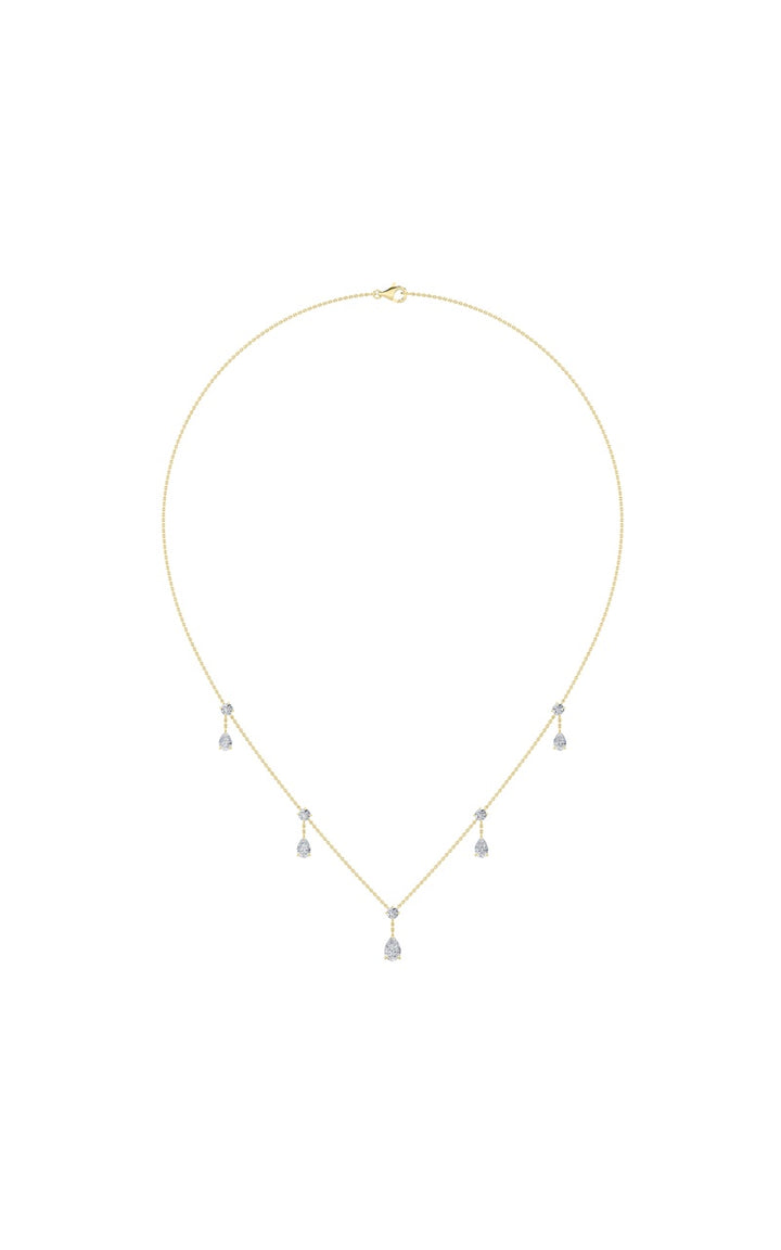 3Cttw Pear Shaped Lab Grown Diamond (F/VS) Solitaire Necklace in 14K Gold
