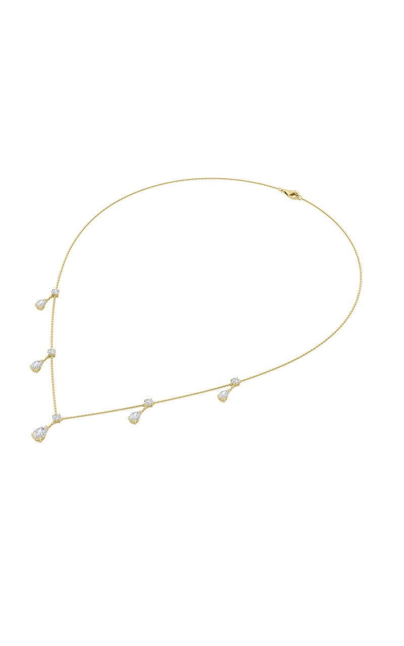3CTW Pear Shaped Lab Grown Diamond (F/VS) Solitaire Necklace in 14K Gold