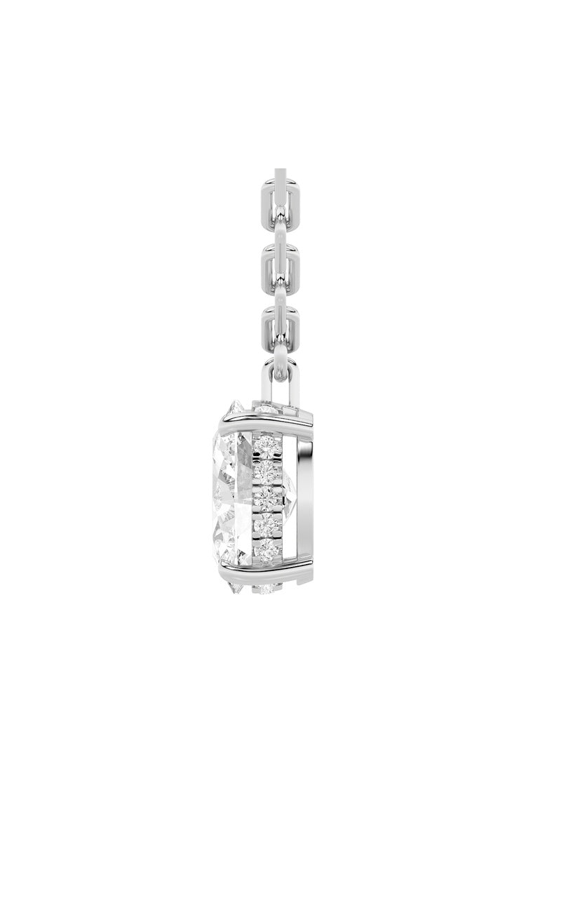 2Cttw Oval Shaped Lab Grown Diamond (F/VS) StrataChic Collection Necklace in 14K Gold