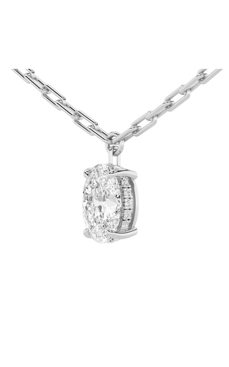 2Cttw Oval Shaped Lab Grown Diamond (F/VS) StrataChic Collection Necklace in 14K Gold