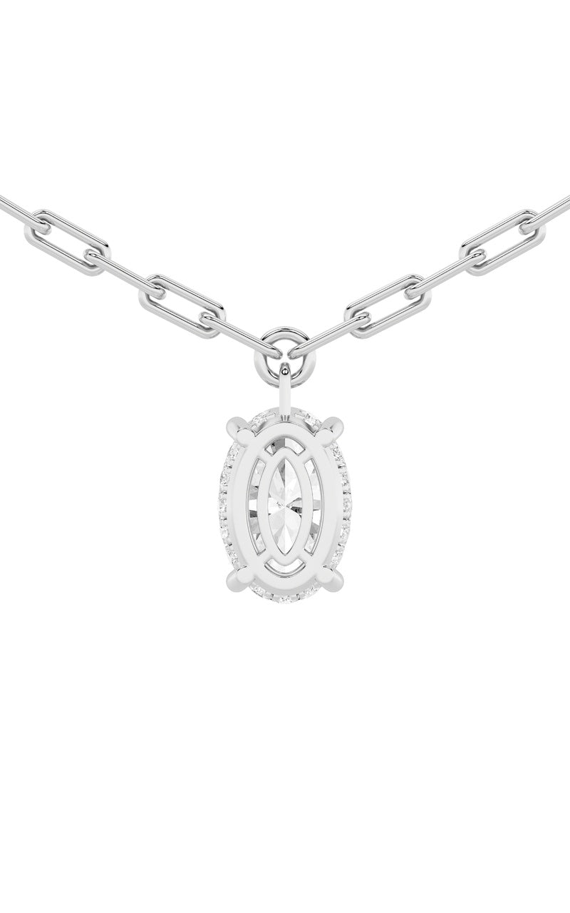 2Cttw Oval Shaped Lab Grown Diamond (F/VS) StrataChic Collection Necklace in 14K Gold