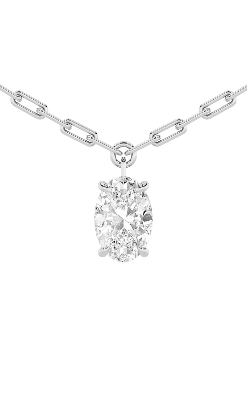 2Cttw Oval Shaped Lab Grown Diamond (F/VS) StrataChic Collection Necklace in 14K Gold