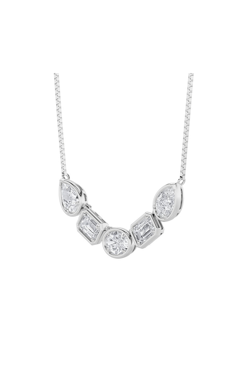 2.5Cttw Oval Shaped Lab Grown Diamond (F/VS) FiveStone Necklace in 14K Gold
