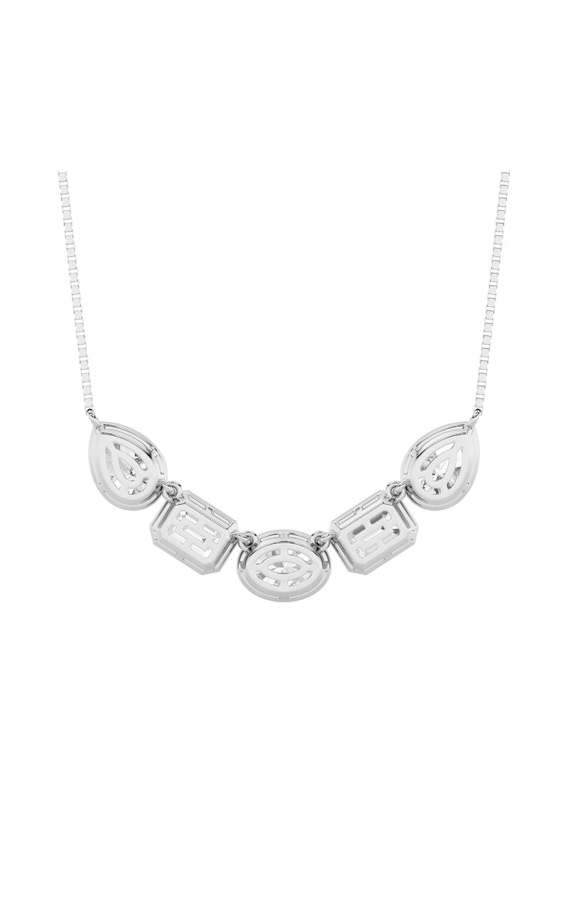 2.5CTW Oval Shaped Lab Grown Diamond (F/VS) Five Stone Necklace in 14K Gold