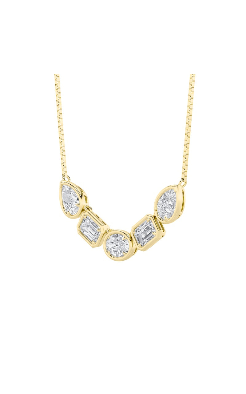 2.5Cttw Oval Shaped Lab Grown Diamond (F/VS) FiveStone Necklace in 14K Gold