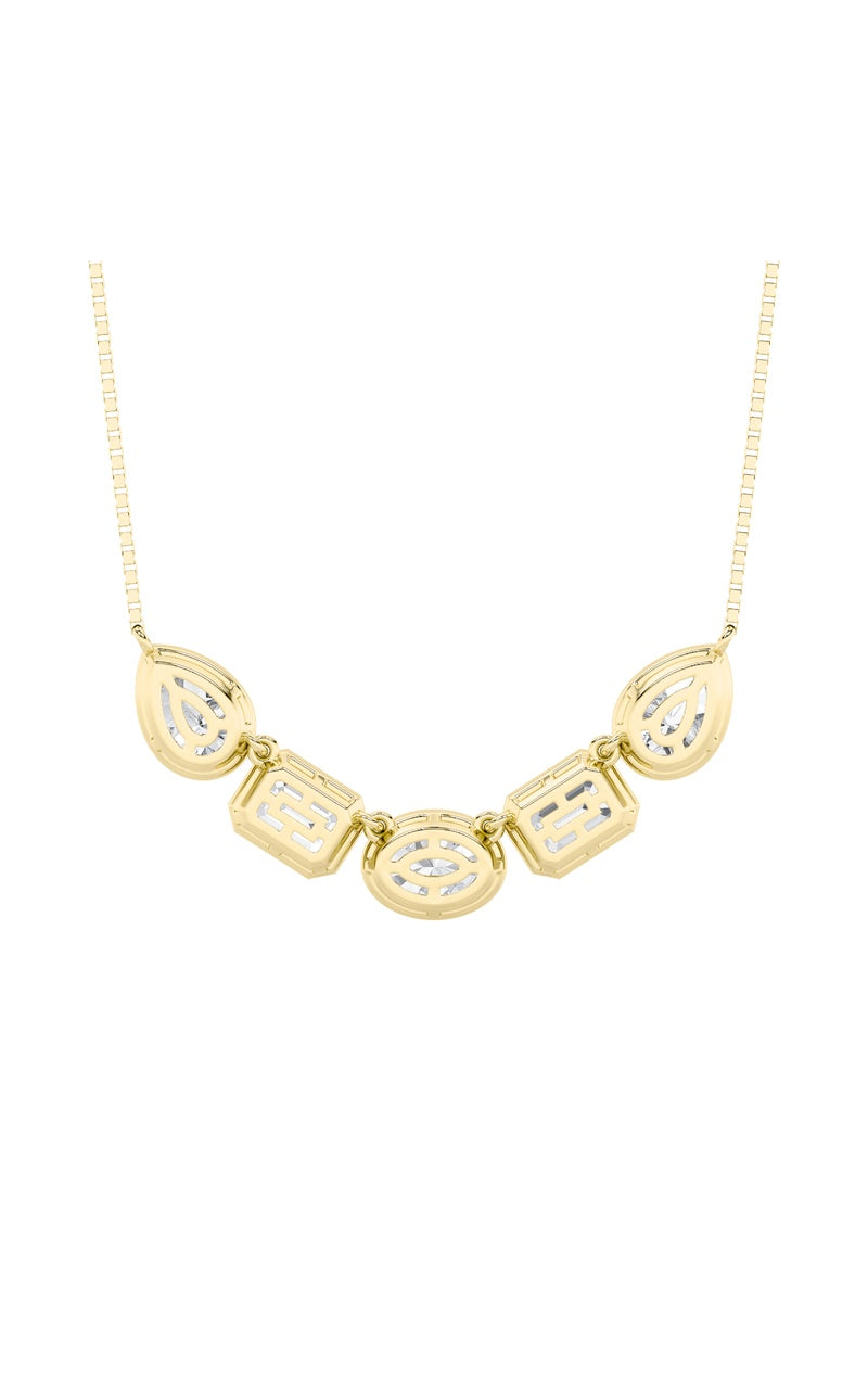 2.5CTW Oval Shaped Lab Grown Diamond (F/VS) Five Stone Necklace in 14K Gold