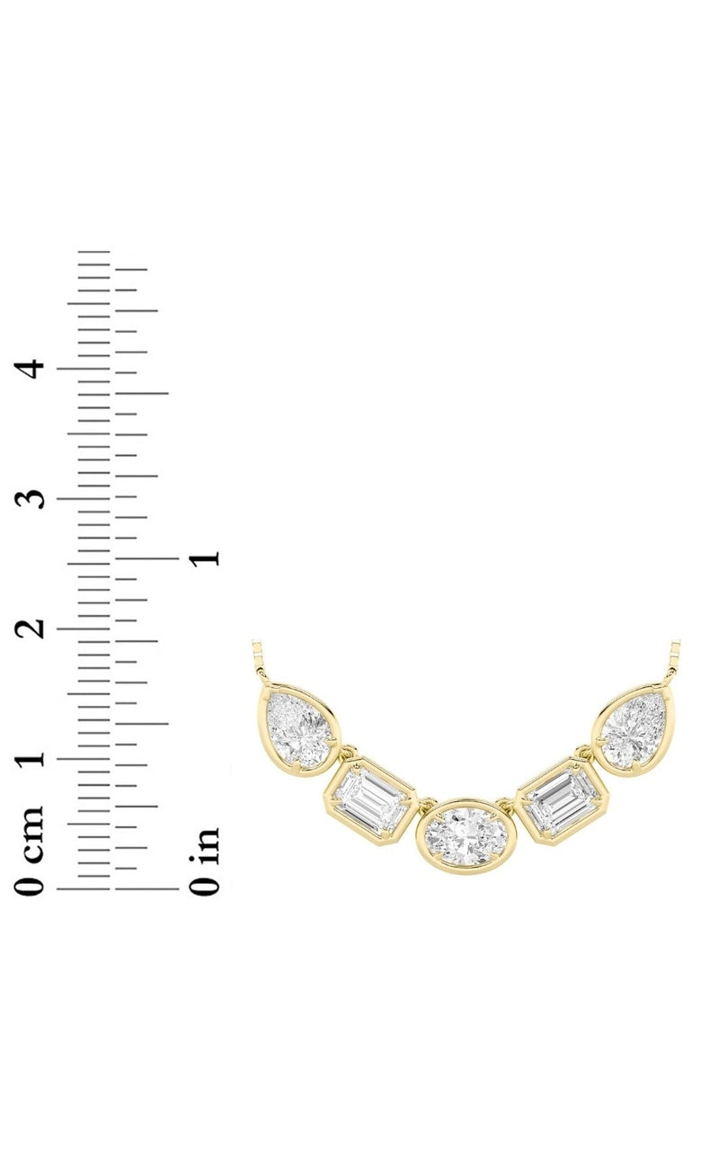 2.5CTW Oval Shaped Lab Grown Diamond (F/VS) Five Stone Necklace in 14K Gold