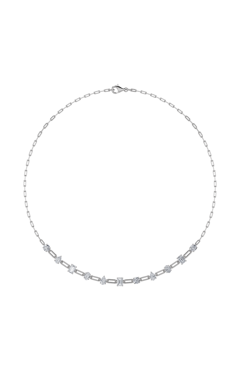 4Cttw Emerald, Pear, Oval and Round Shaped Lab Grown Diamond (F/VS) Station Necklace in 14K Gold