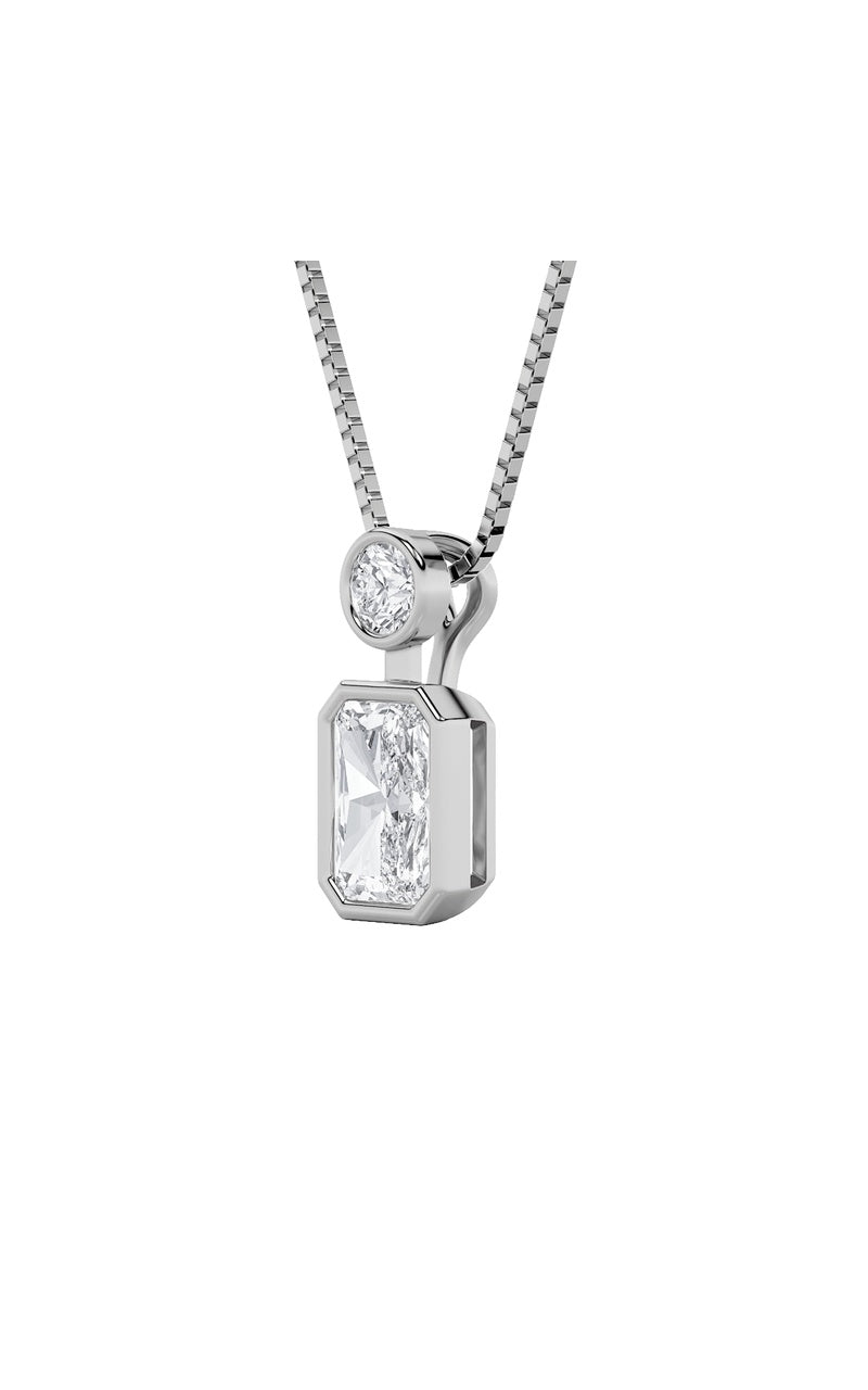 1Cttw Emerald Shaped Lab Grown Diamond (F/VS) Toiet Moi Fashiion Pendant in 14K Gold