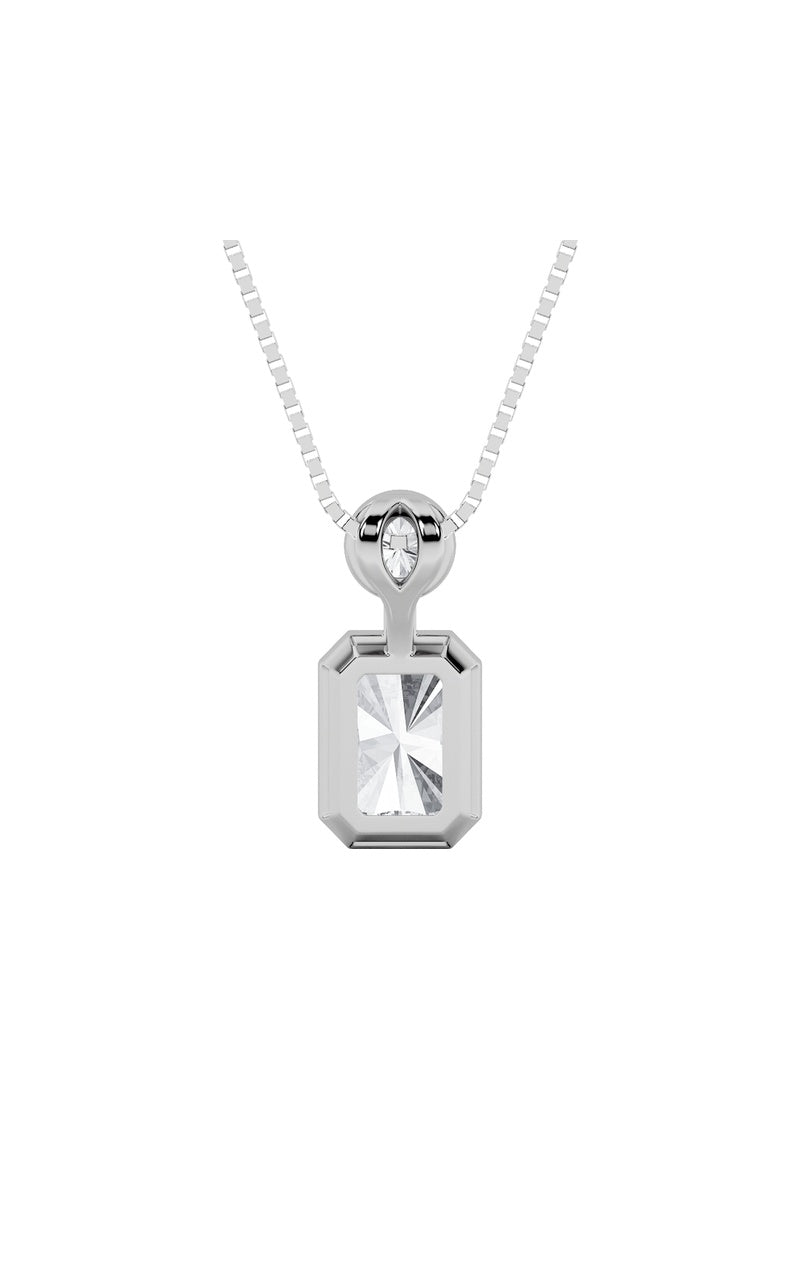 1Cttw Emerald Shaped Lab Grown Diamond (F/VS) Toi et Moi Fashiion Pendant in 14K Gold