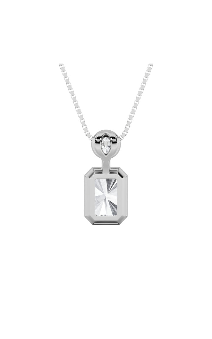 1Cttw Emerald Shaped Lab Grown Diamond (F/VS) Toi et Moi Fashiion Pendant in 14K Gold