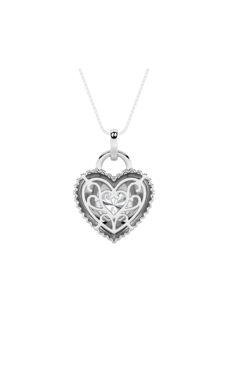 1.5Cttw Round Shaped Lab Grown Diamond (F/VS) Heart Shaped Pendant in 14K Gold