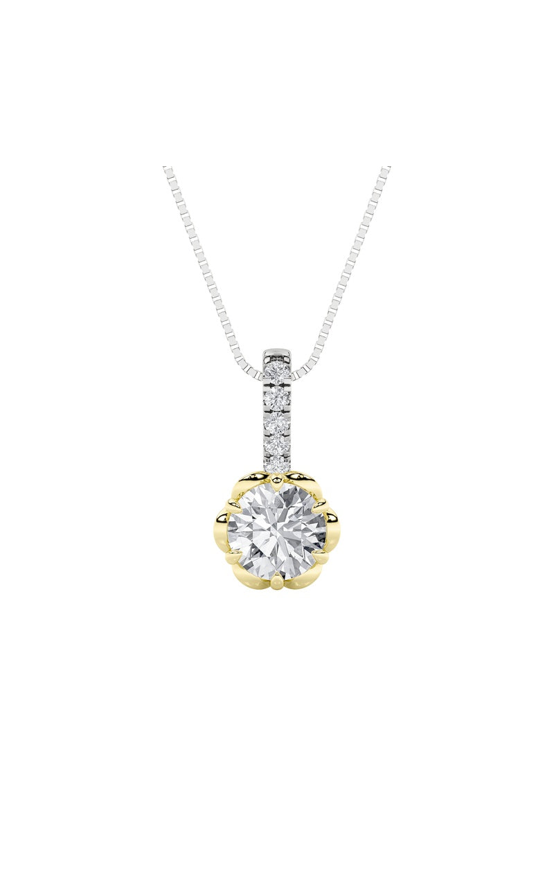 1.5Cttw Round Shaped Lab Grown Diamond (F/VS) TwoTone  Pendant in 14K Gold