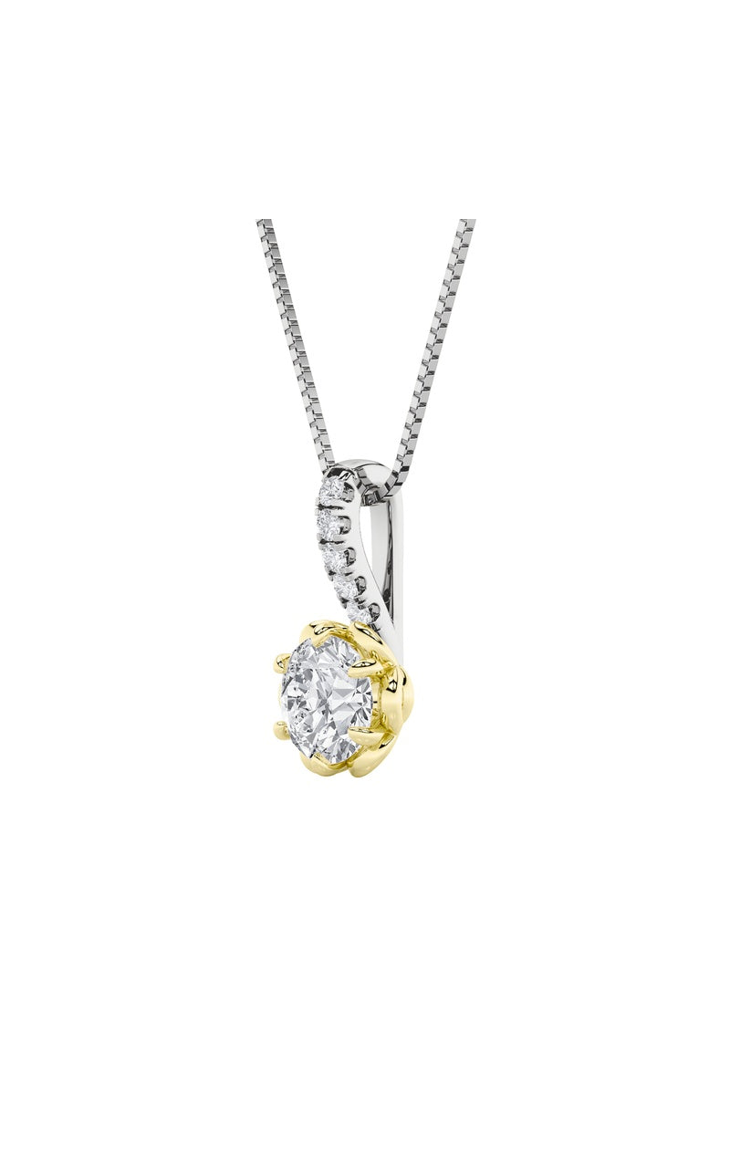 1.5Cttw Round Shaped Lab Grown Diamond (F/VS) TwoTone  Pendant in 14K Gold