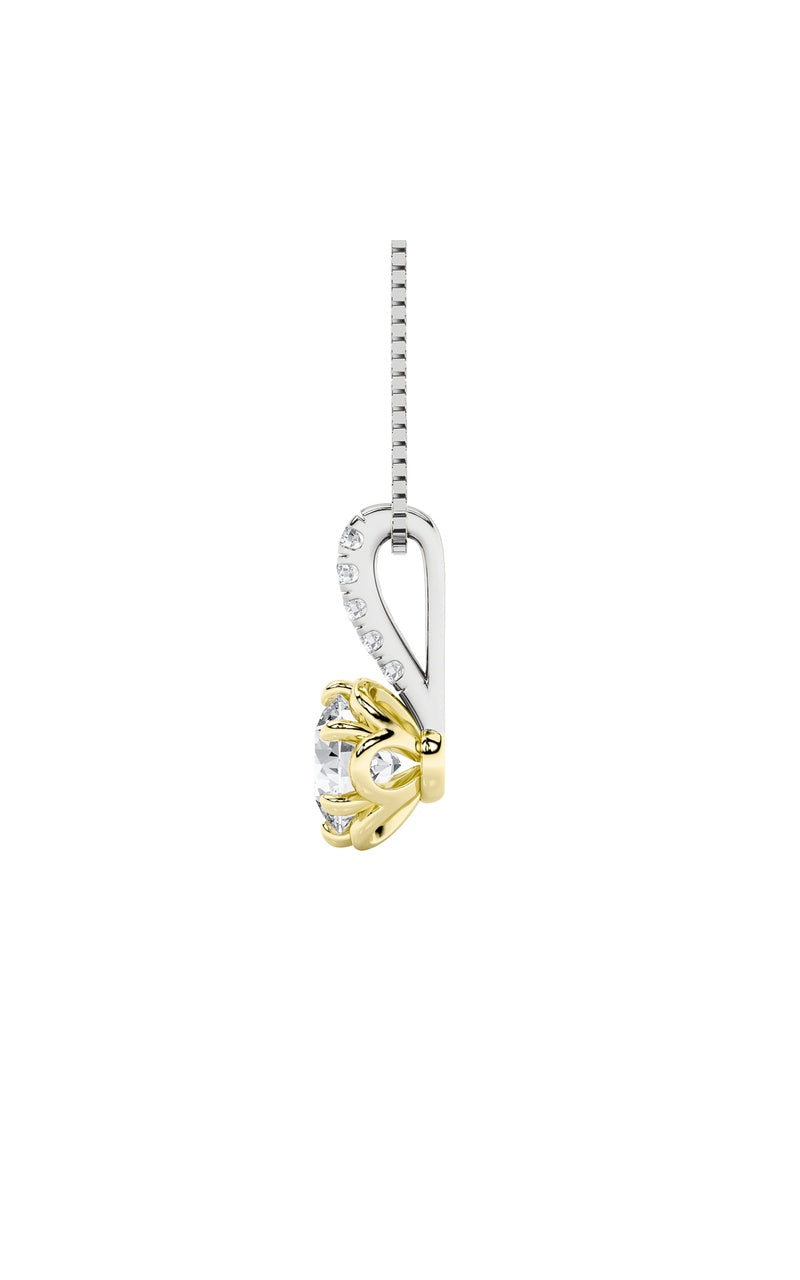 1.5Cttw Round Shaped Lab Grown Diamond (F/VS) TwoTone  Pendant in 14K Gold