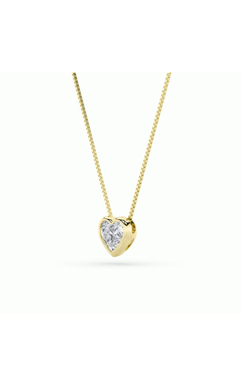 1CTW Heart Shaped Lab Grown Diamond (F/VS) Bezel Set Solitaire Pendant in 14K Gold