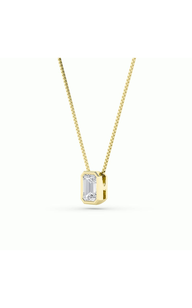 1Cttw Radiant Shaped Lab Grown Diamond (F/VS) Bezel Set Solitaire Pendant in 14K Gold