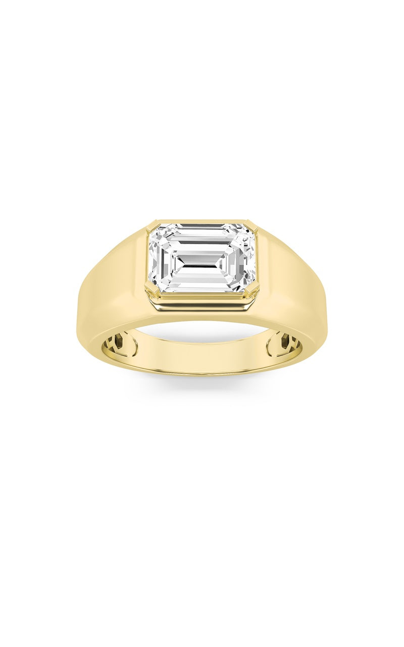 3Cttw Emerald Shaped Lab Grown Diamond (F/VS) MensRing in 14K White Gold
