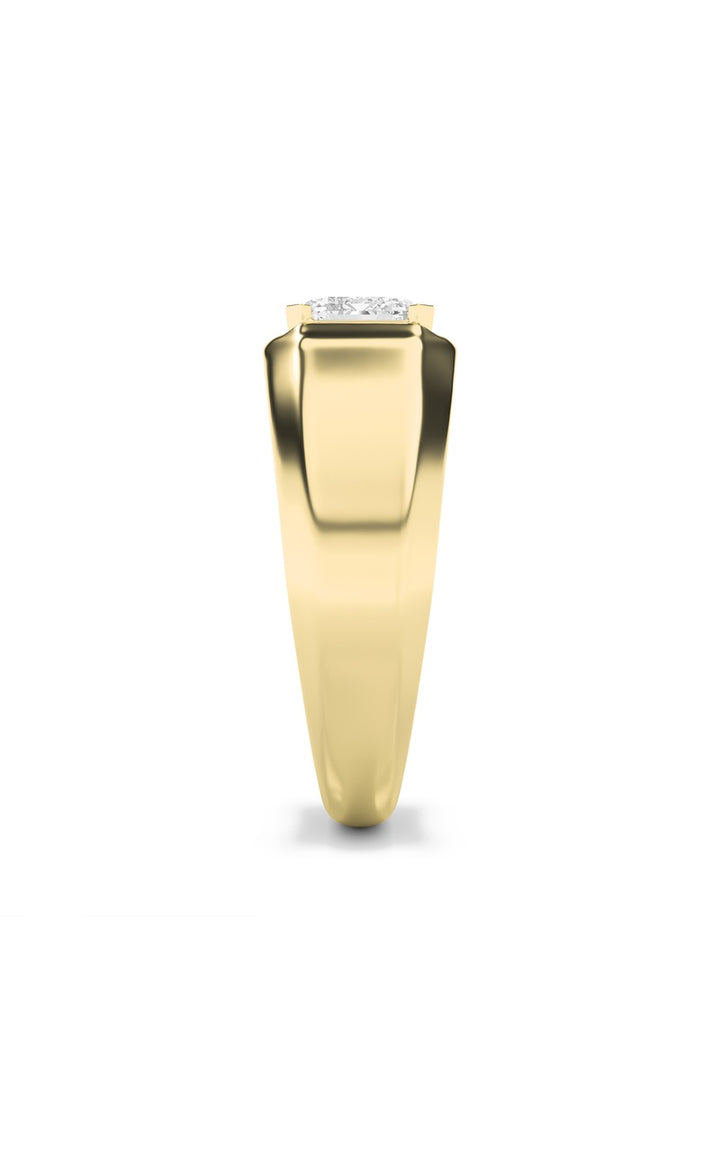 3Cttw Emerald Shaped Lab Grown Diamond (F/VS) Mens Ring in 14K White Gold