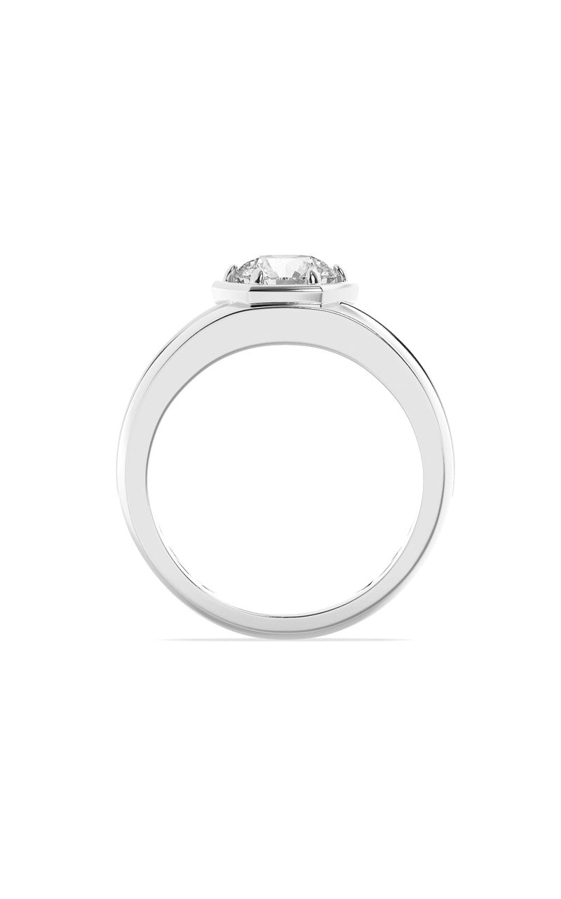 2CTW Round Shaped Lab Grown Diamond (F/VS) Mens Ring in 14K White Gold