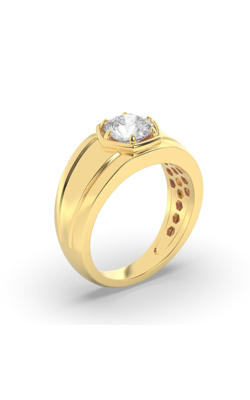 2CTW Round Shaped Lab Grown Diamond (F/VS) Mens Ring in 14K White Gold