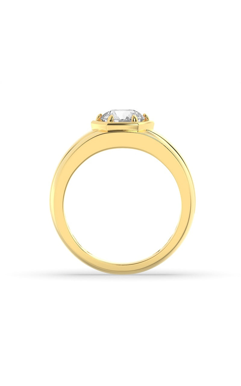 2Cttw Round Shaped Lab Grown Diamond (F/VS) Mens Ring in 14K Yellow Gold
