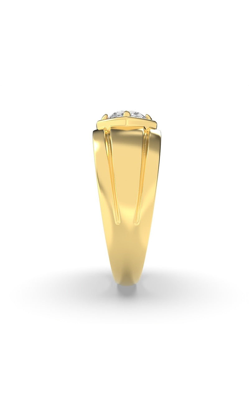 2CTW Round Shaped Lab Grown Diamond (F/VS) Mens Ring in 14K White Gold