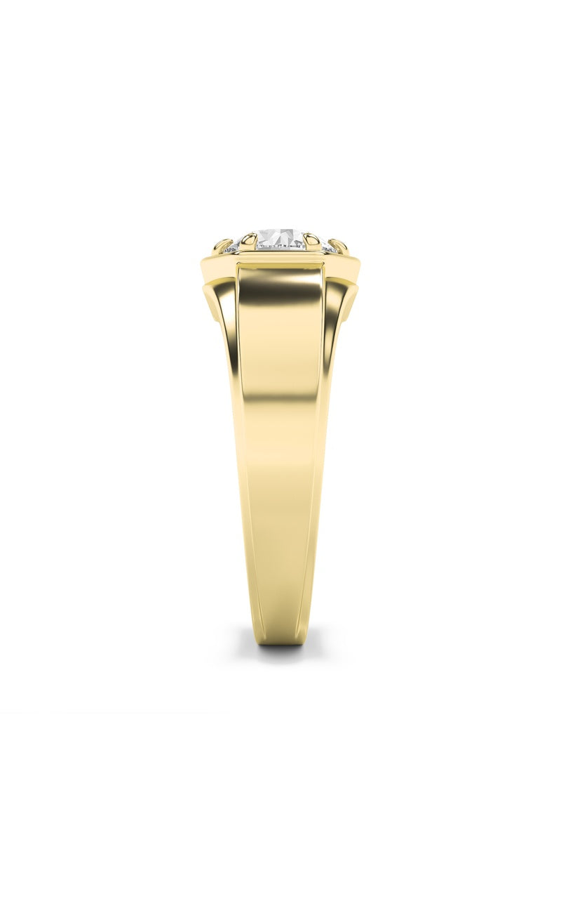2CTW Round Shaped Lab Grown Diamond (F/VS) Mens Ring in 14K Yellow Gold