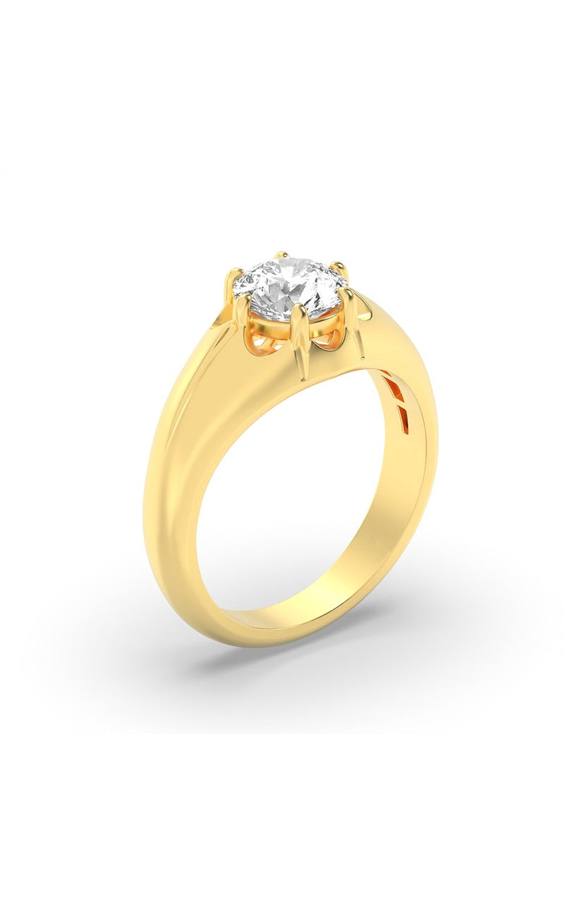 2Cttw Round Shaped Lab Grown Diamond (F/VS) Mens Ring in 14K Gold