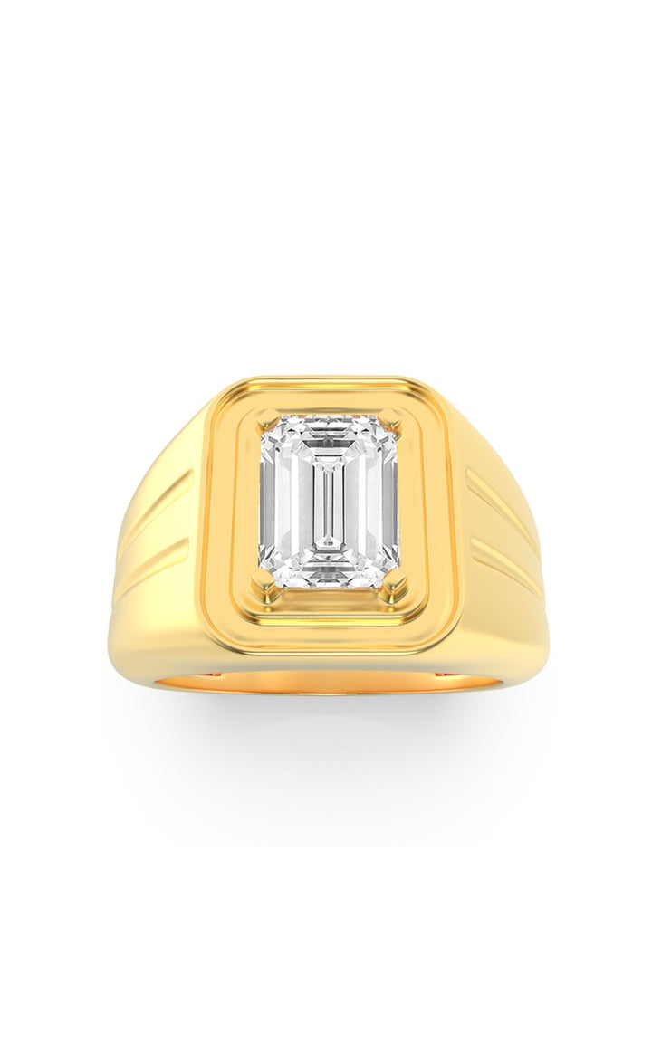 2Cttw Emerald Shaped Lab Grown Diamond (G/VS) MensRing in 14K Yellow Gold