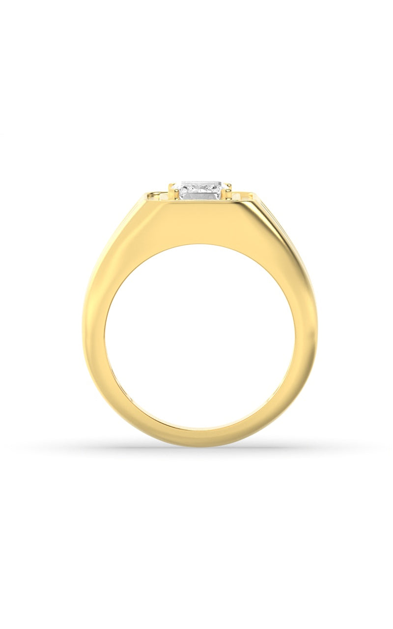 2Cttw Emerald Shaped Lab Grown Diamond (G/VS) MensRing in 14K Yellow Gold