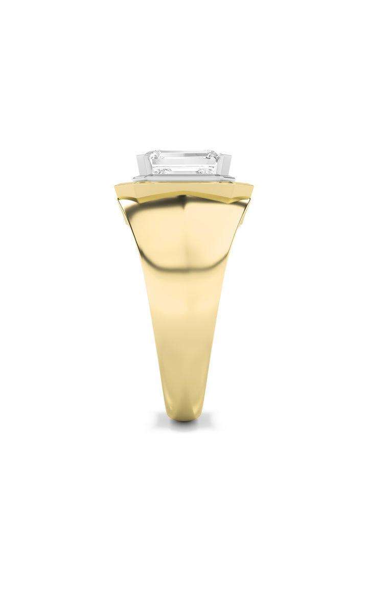 3Cttw Emerald Shaped Lab Grown Diamond (F/VS) MensRing in 14K Gold