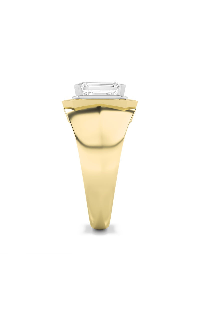 3Cttw Emerald Shaped Lab Grown Diamond (F/VS) MensRing in 14K Gold