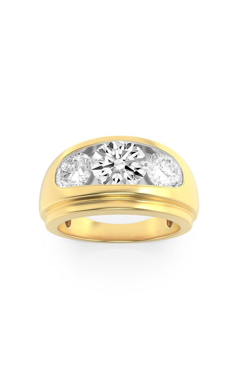 3CTW Round Shaped Lab Grown Diamond (G/VS) Mens Ring in 14K Gold