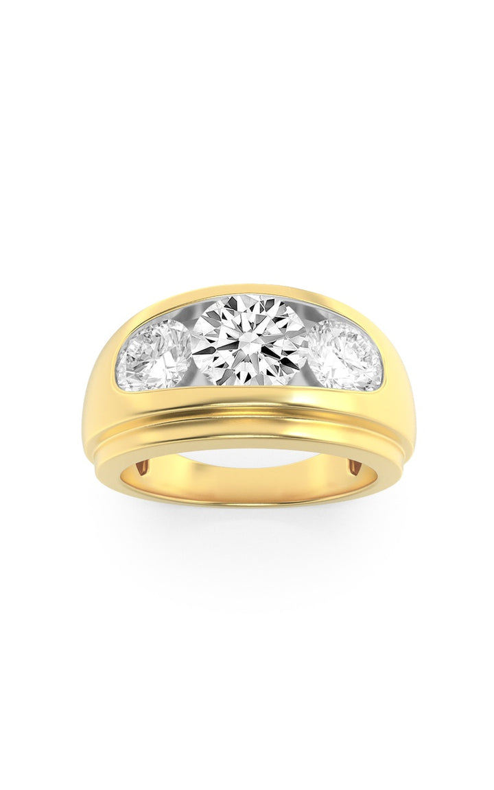 3CTW Round Shaped Lab Grown Diamond (G/VS) Mens Ring in 14K Gold