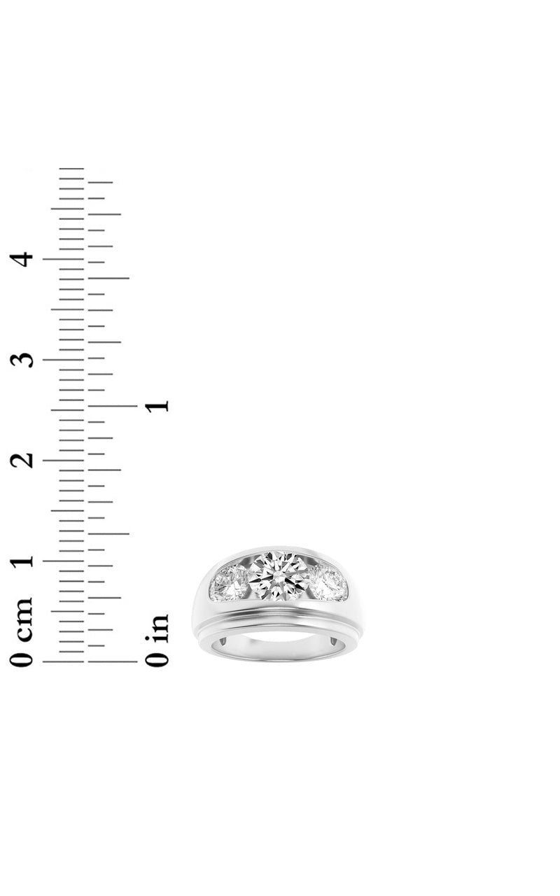 3Cttw Round Shaped Lab Grown Diamond (G/VS) Mens Ring in 14K Gold