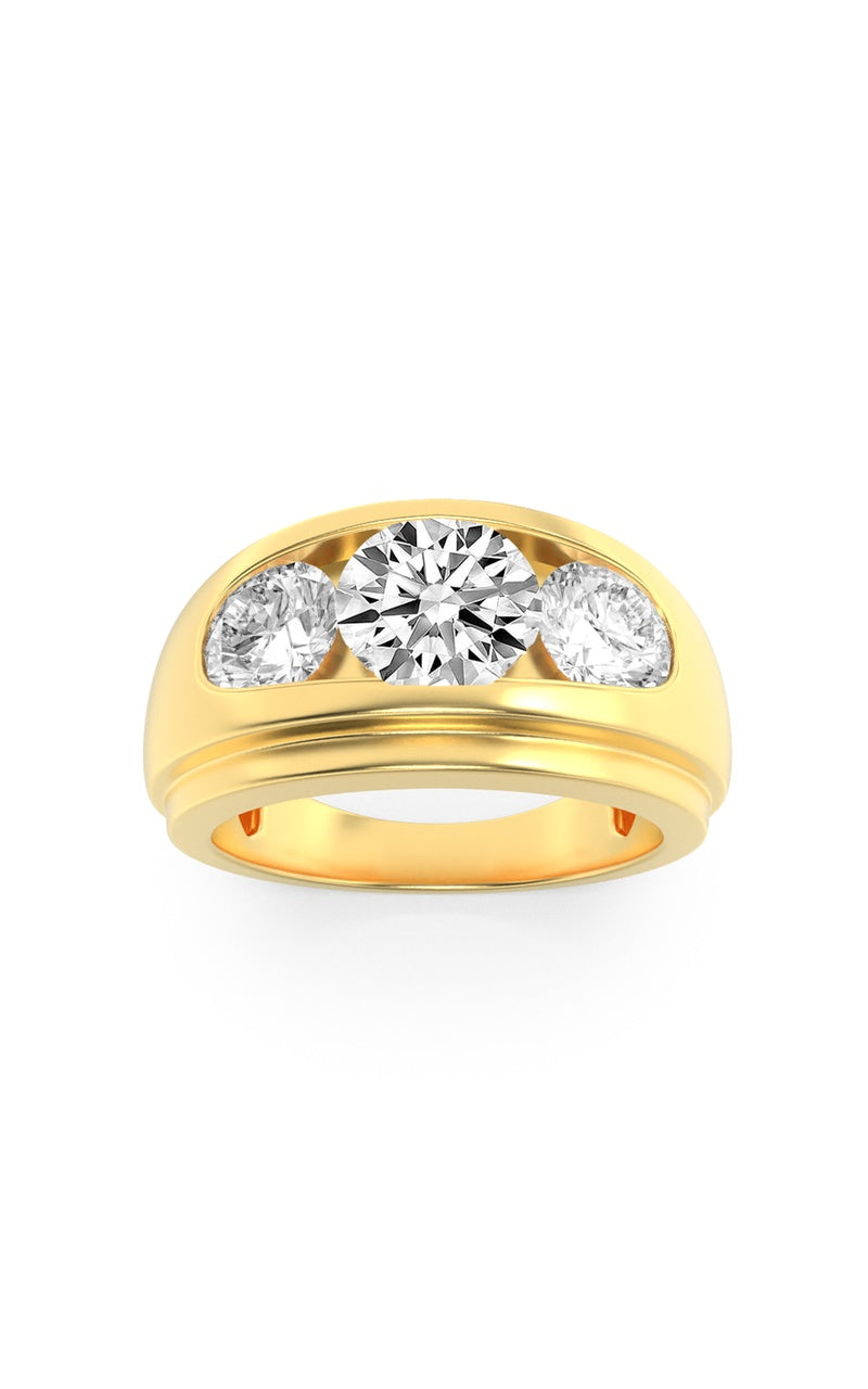 3CTW Round Shaped Lab Grown Diamond (G/VS) Mens Ring in 14K Gold