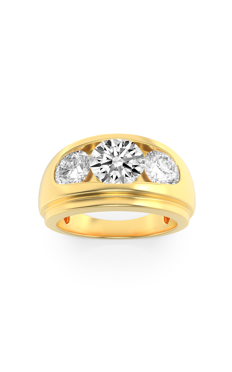 3CTW Round Shaped Lab Grown Diamond (G/VS) Mens Ring in 14K Gold