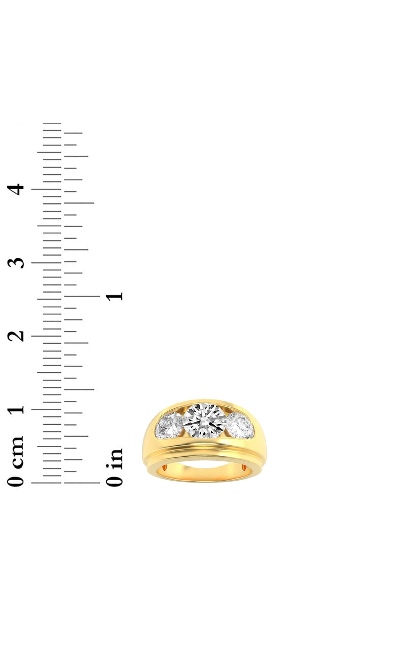 3CTW Round Shaped Lab Grown Diamond (G/VS) Mens Ring in 14K Gold