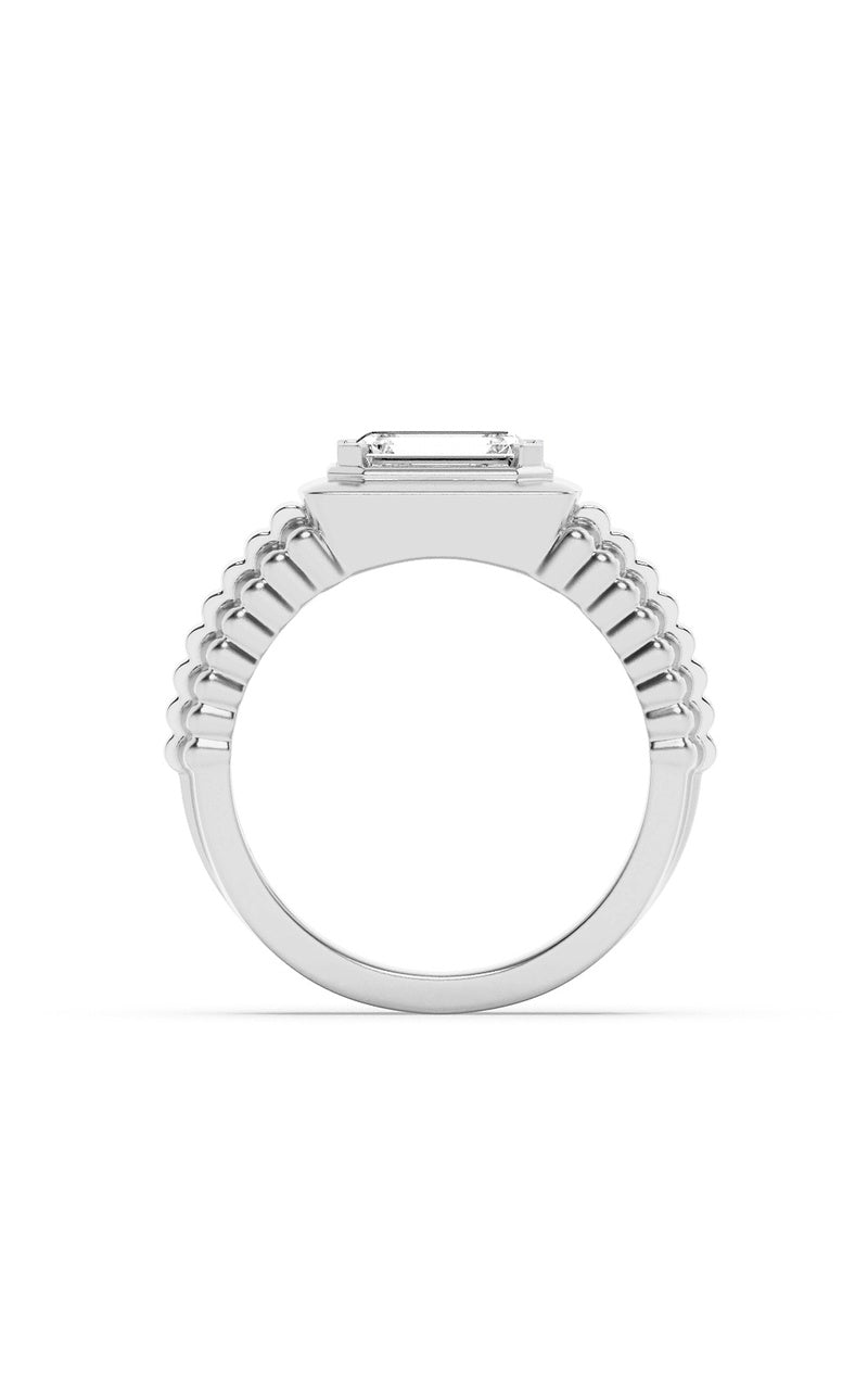 2.5CTW Emerald Shaped Lab Grown Diamond (F/VS) Mens Ring in 14K Gold
