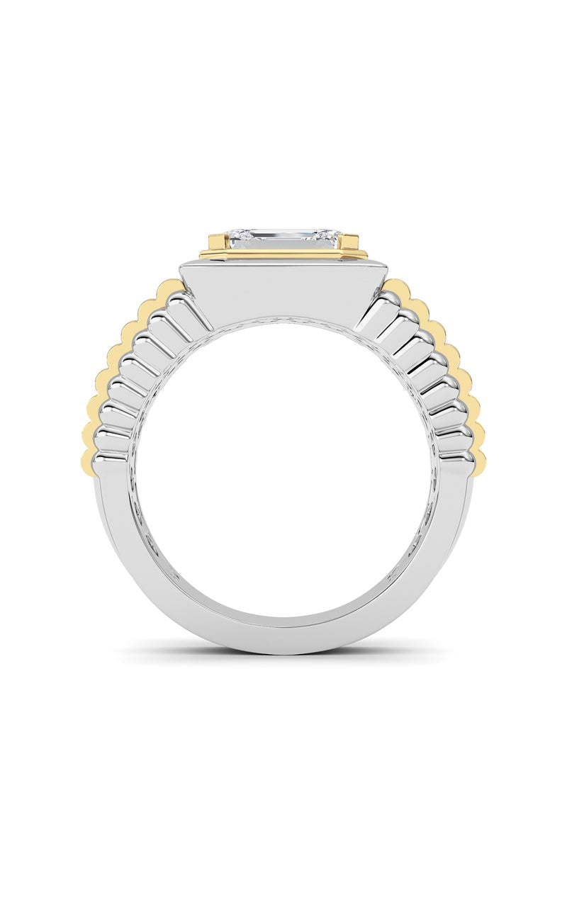 2.5Cttw Emerald Shaped Lab Grown Diamond (F/VS) Mens Ring in 14K Gold