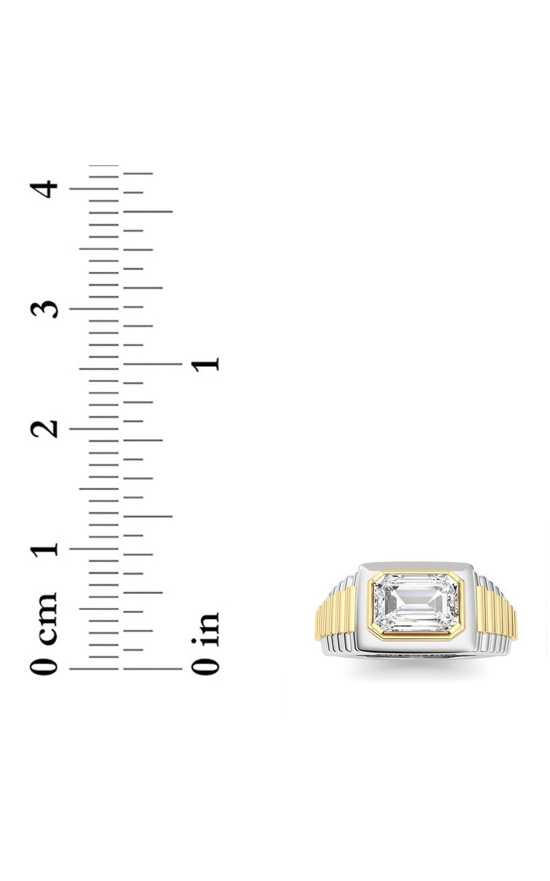 2.5CTW Emerald Shaped Lab Grown Diamond (F/VS) Mens Ring in 14K Gold