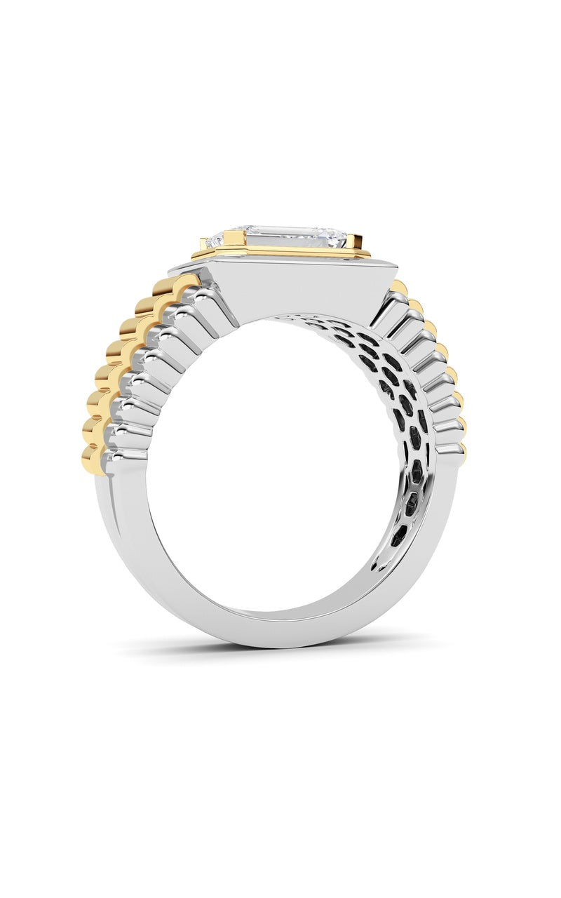 2.5CTW Emerald Shaped Lab Grown Diamond (F/VS) Mens Ring in 14K Gold