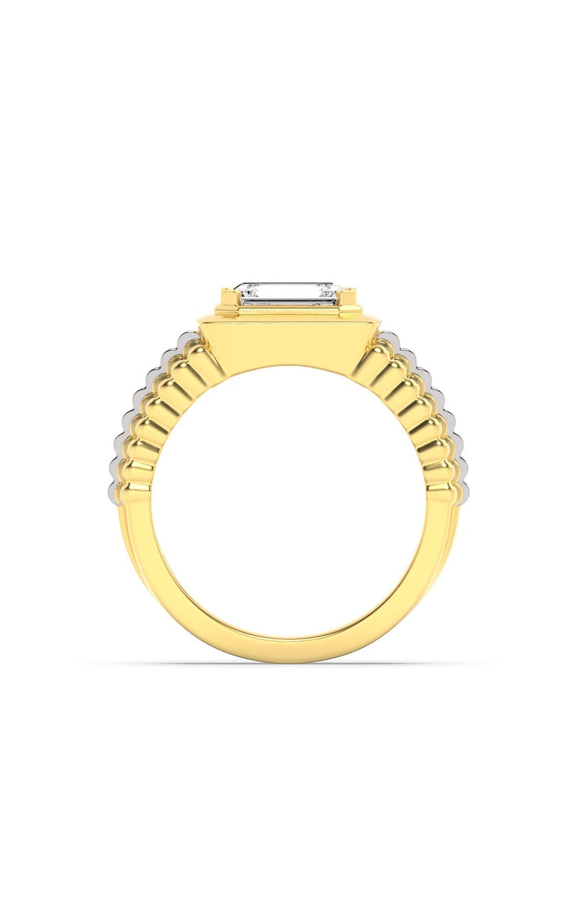 2.5CTW Emerald Shaped Lab Grown Diamond (F/VS) Mens Ring in 14K Gold