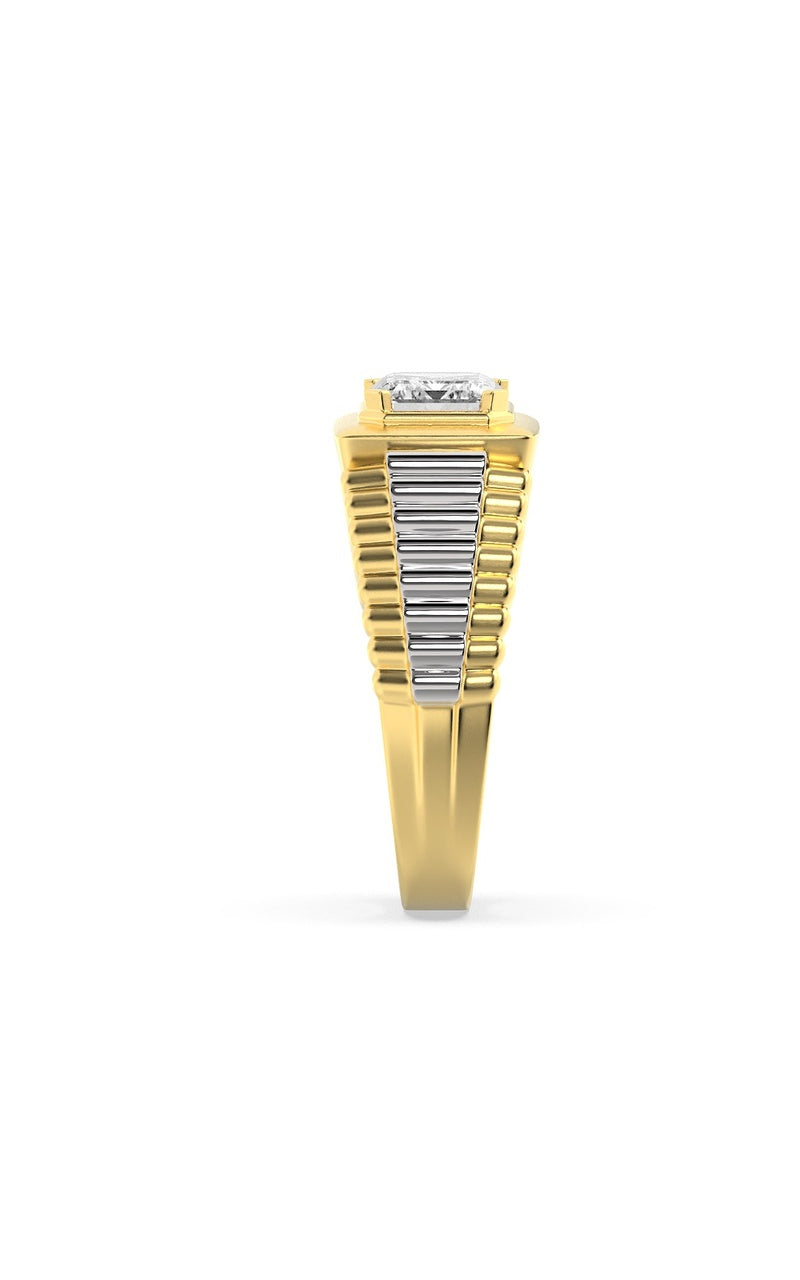 2.5CTW Emerald Shaped Lab Grown Diamond (F/VS) Mens Ring in 14K Gold